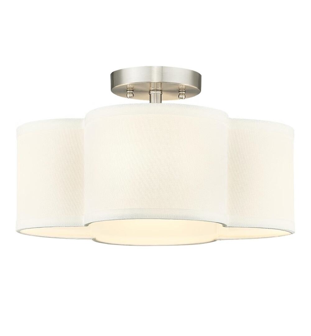 Audickic 14" 4-Light Semi Flush Mount Ceiling Light White Shade Nickel